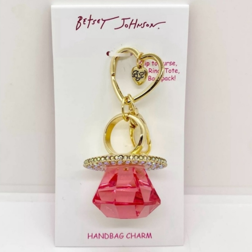 Betsey Johnson Pink Ring Pop Keychain Handbag Charm - Picture 5 of 6